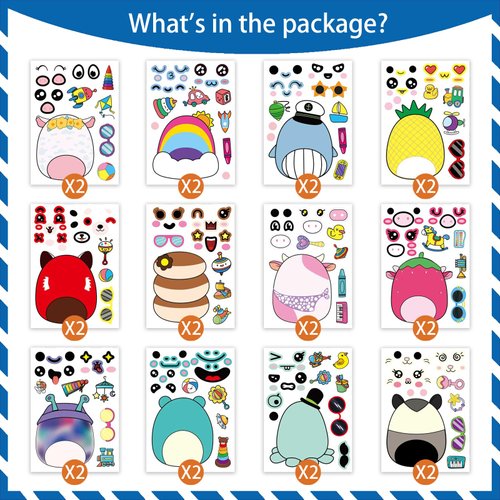 24Pcs Cartoon Make a Face Stickers,Birthday Party Favors Party Supplies,Different Role Crafts Sticker.