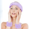 AEGYPIUS Face Wash Headband And Wristband Set, 3 Pcs Headband for Washing Face Wash Wristbands, Spa Headband And Wristband Set Headband And Wristband Set for Face Washing Purple Face Wash Wristbands