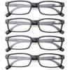 Kerecsen 4 Pack Reading Glasses for Women/Men Spring Hinges Readers Glasses Lightweight Eyeglasses (4 Pack Black, 2.75)