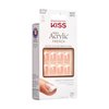 KISS Salon Acrylic Press On Nails, Nail glue included, 'Bonjour', Nude/White, Short Size, Squoval Shape, Includes 28 Nails, 2g Glue, 1 Manicure Stick, 1 Mini File