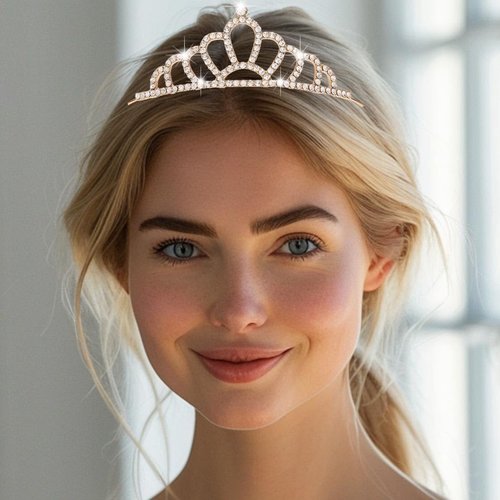 Kilshye Silver Tiaras Rhinestone Tiara and Crown Birthday Party Headband Hair Accessories for Women (F)