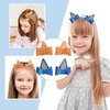 Bluey Hair Clips,4 Pcs Bluey Hair Bows,Dog Ears Hair Barrettes,Dog Birthday Party Supplies,Glitter Hair Pin with Bow,Christmas Birthday Costume Cosplay Party Bluey Hair Accessories (Blue,Orange)