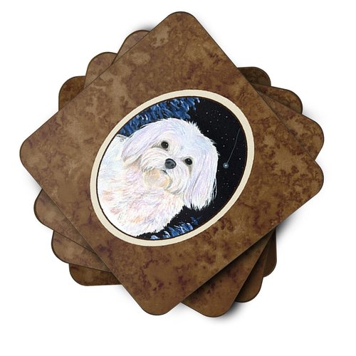 Carolines Treasures Starry Night Maltese Foam Coaster Set of 4 3 1/2 x 3 1/2 multicolor