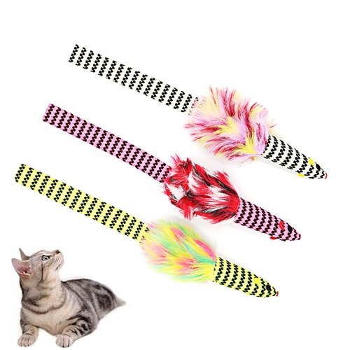 Cat Mice Toys, 3 Packs 11 Inch Long Soft Plush Cat Toys Mice with Rustle Sound Small Mouse Activity for Indoor Cats