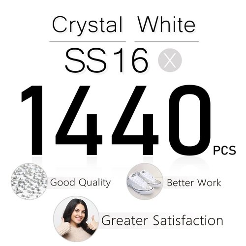 1440pcs SS16 4.0mm Crystals White Flatback Rhinestones Bulk K9 Glass Crystal Clear Gems Round Beads Stones Diamonds Nail Charms Jewels Nail Art Supplies Decor for Nails Eyes Face Makeup Crafts DIY