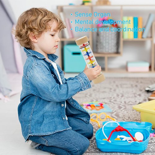 Rainmaker - 9 inch Wooden Rain Stick Montessori Toys for Babies 6 Months, Rattle Shaker Sensory Developmental, Raindrops Baby Musical Toys Instrument Rain Sound.