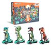 DINOBROS Dinosaur Scooter Toys Pull Back Cars Mini Finger Kick Scooters Boy Toy Age 3 4 5 6, Dino Gift Sets for Kids 4-Pack