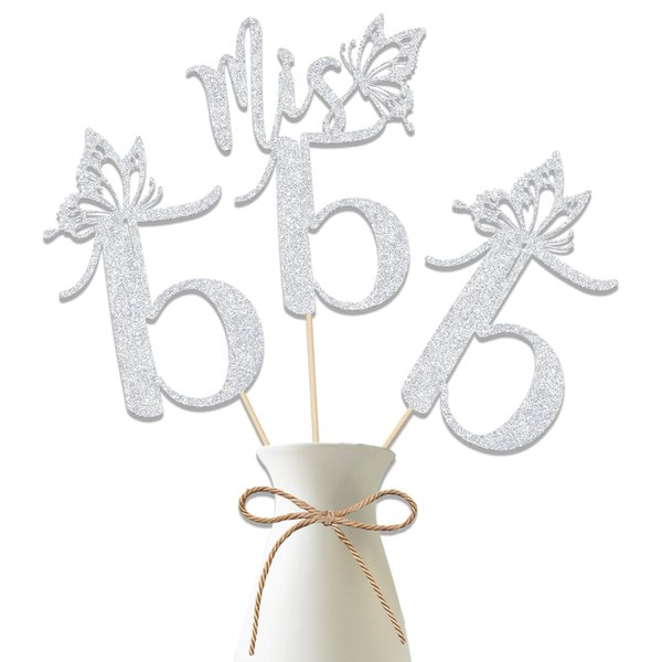 Mis 15 Centerpiece Sticks, Happy 15th Birthday Decorations, Hello 15, Cheers to 15 Years Old Birthday Anniversary Party Supplies 12 Pieces Silver…