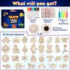 GWAHSA 30pcs DIY Wooden Magnets, Glow in The Dark Wooden Art Craft Supplies Painting Kit for Kids Activities Party Favors for Boys Girls Ages 4-8 8-12 Birthday Gifts Toys Pinata Goodie Bags Stuffers