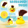 VercanMonth 24 Pcs Rubber Ducks Bath Toys with Wig and Blue Flower Sunglasses, Tiny Funny Rubber Ducks Bulk Cruise Ducks for Bath Shower Birthday Gifts Summer Pool Cruise Party Favors, Random Style