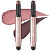 FOCALLURE 2PCS No Crease Eyeshadow Stick,Shimmer and Matte Cream Eyeshadow Pencil Crayon,Long Lasting Waterproof Eye Brightener Stick With Blending Brush,Opulent Tassels