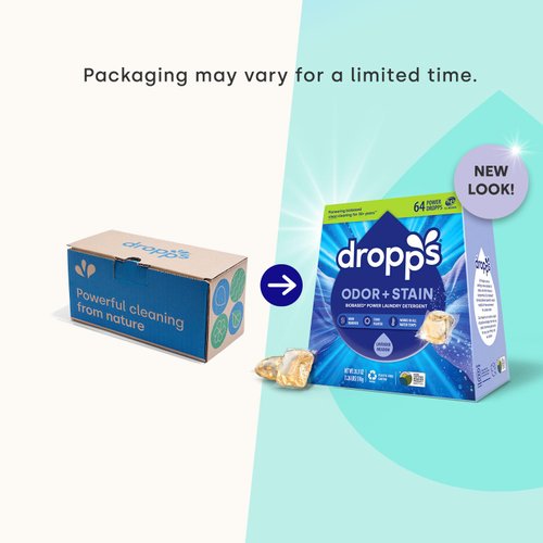 Dropps Stain & Odor Laundry Detergent Pods: Lavender Meadow | 64 Count | HE Compatible + All Washers | Cold Wash + All Temperatures | Tackles Tough Odors | Low Waste Packaging