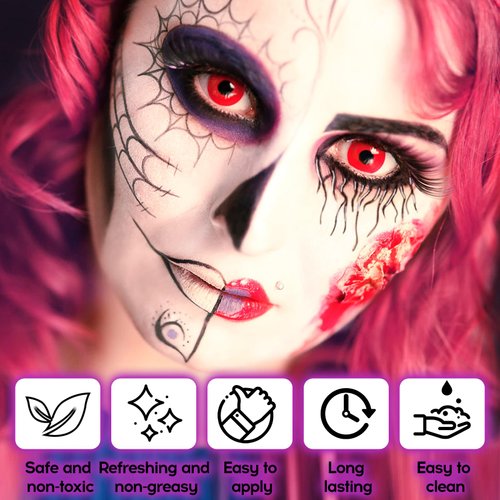 MLSMILE 4 Colors Face Paint Kit Sticks,Cream Sporting Face Paint for Baseball Football Softball, Professional Halloween Body Paint, SFX Makeup, Safe Facepaint&Lip Smacking White Foundation Makeup