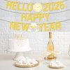 Gold Happy New Year Banner 2025 New Year Decorations Hello 2025 Banner for New Years Eve Party Supplies 2025, Pre-assembly