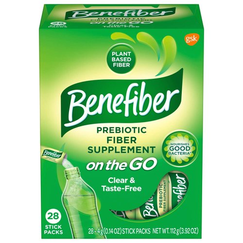 Benefiber Fiber Supplement On the Go Stick Packs for Convenient Use 28 Stick Packs Per Box (1 Box Only)