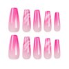 BAOYAALIN Press on Nails Medium Long Coffin Fashion Fake Glue on Nails with Ombre Purple Design for Women Girls Full Cover Artificial Acrylic False Stick on Nail for Daily Wear Wedding 24Pcs