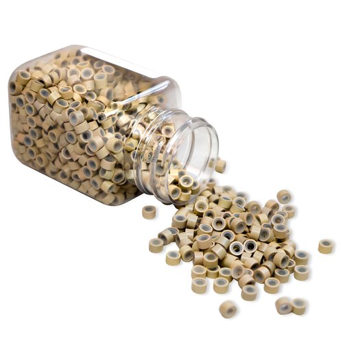 Hair Extensions Beads Micro Links Beads 5mm Silicone Lined Beads for Hair Extensions 1000pcs (Blonde)