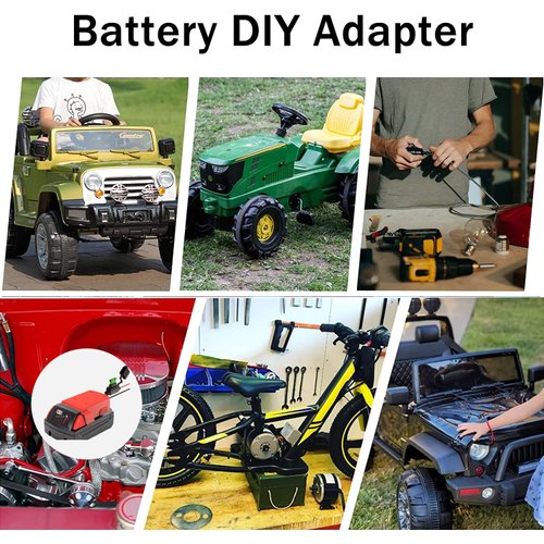 Runbod 2 Packs Power Wheel Adapter for Milwaukee Battery M18, 18V Adapter Power Wheel Battery Converter Kit with Fuse Holder and 30Amp Fuses for DIY, RC Toys and Robotics, Red