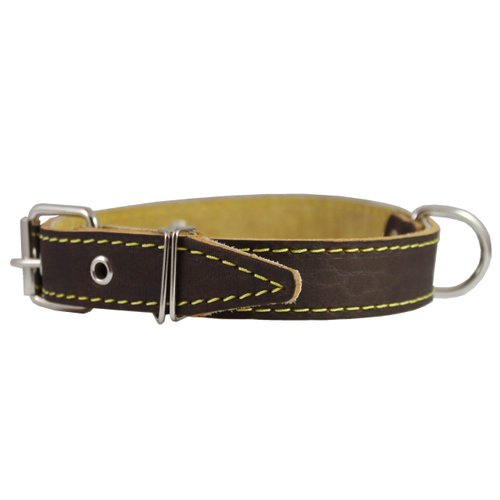 Genuine Thick Leather Dog Collar 13"-19.5" Neck Size, 1" Wide, Brown