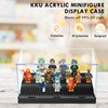 KKU Display Case for Minifigure Action Figures Blocks, Acrylic Minifigure Display Case Box Storage with 3 Movable Steps Gift for Kids Adults (Black, 1 Pack)