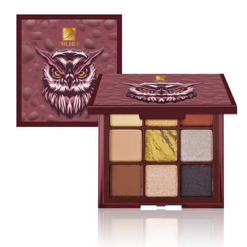 OBLHER B Eyeshadow Palette 9 Color Pearl Cream Makeup Pallet Matte Velvet Texture, Natural Earth Tone Eye Shadow Suitable for Rock Style Smoky Makeup 0.29oz E9526-1