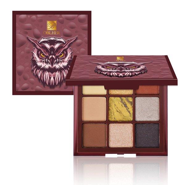 OBLHER B Eyeshadow Palette 9 Color Pearl Cream Makeup Pallet Matte Velvet Texture, Natural Earth Tone Eye Shadow Suitable for Rock Style Smoky Makeup 0.29oz E9526-1