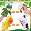 RoundFunny 4 Pcs Hand Puppet Animal Hand Puppet Set with Working Mouth 9.8 Inch Animal Puppet Animal Soft Plush Toy for Storytelling Theater Preschool Birthday Gifts (Cow, Frog, Duck, Sheep)