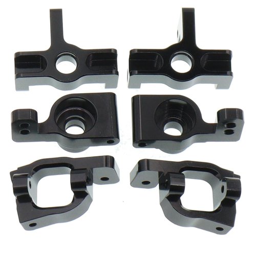 Treehobby 6PCS Metal Front Steering Cup&C seat&Rear Wheel hub Compatible with WLtoys Compatible with WLtoys 1/14 144010 144001 144002 1/12 124016 124017 124018 124019 RC Car Upgrade Parts (Black)