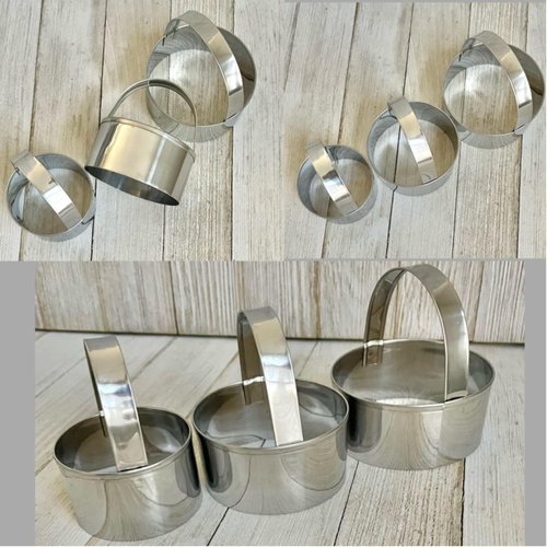 Maykito 3 Pieces Round Biscuit Cutter with Handle - Stainless Steel Round Circle Doughnut Cutter Baking Molds Assorted Size