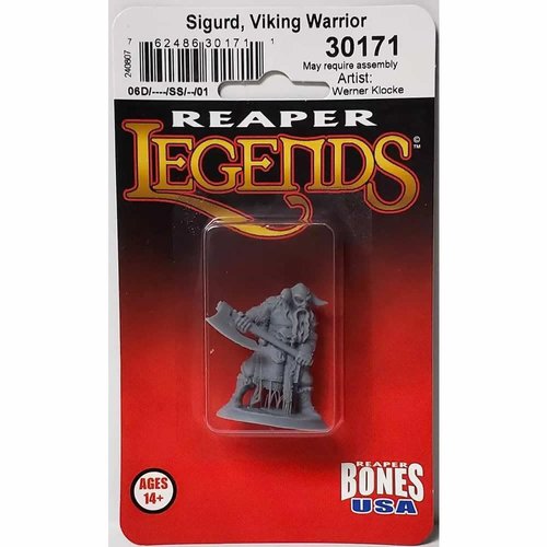 REAPER Sigurd Viking Warrior Miniature Figure 25mm Heroic Scale Bones USA Miniatures