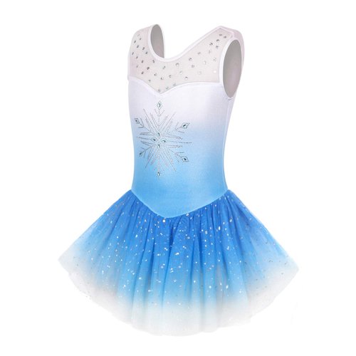 EQSJIU Skirted Gymnastics Leotard With Skirts Shorts Dresses For Girls 4t 5t Diamond Snowflake Gradient Colors White Size 4-5t