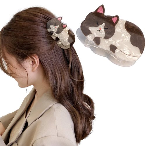 Hapdoo Cat Hair Clips, Cute Animal Hair Claw Clip for Women Girls, Acetate Kitten Pet Hair Clamp Hair Accessories Gift