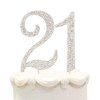 Hatcher lee Bling Crystal 21 Birthday Cake Topper - Best Keepsake | 21st Party Decorations Silver