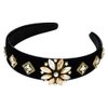 LOVEF 2pcs 40mm Fashion Headbands for Girls Women Padded Velvet Hair Bands Rhinestone Crystal Flower Hair Hoops Shining Wide Headband