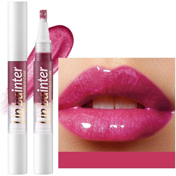 2 in 1 Purple Red Shimmer Lip Gloss Lip Plumper Gloss Tinted Glitter Lipgloss Lipstick Moisturizing High Shine And Vegan Plumping Lip Gloss For Women Girls Long-Lasting Dry Lip Care Base Bulk Best 11#