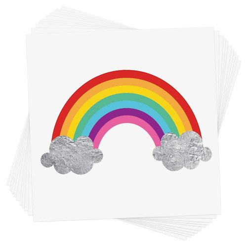 MINI RAINBOW set of 10 premium waterproof temporary colorful metallic jewelry foil kids Flash Tat...