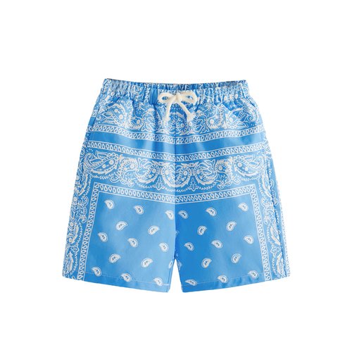 SOLY HUX Boy's Summer Boho Paisley Print Drawstring High Waisted Shorts Blue and White 11-12Y