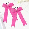 DEEKA 12 PCS Glitter Collegiate Style Cheer Bows Long Tail Full Rhinestones Skinny Shiny Cheer Bow Ponytail Holder Handmade Bows for Girls Teens Cheerleader Sports -Pink