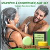 Rosemary Solid Shampoo and Conditioner Bar Set for Hair Growth, Straight Curly Oily Dry Hair Moisturizing Cleansing Zero Waste 2x80g Soaps 2 Wooden Holder Mother's Day Gift