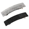 2 Pack Shiny Black and Silver Tortoise Shell Hair Accessories - Metal Barrettes, Ponytail Holders, Side Hair Clips and Slides for Fine Hair, Women and Girls Hair Jewelry