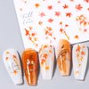 3D Maple Leaf Nail Art Stickers Fall Embossed Nail Sticker Decal Yellow Leaf Flower Squirrel Nail Art Design Autumn Thanksgiving Nail Decoration for Women Girls 4 Sheets