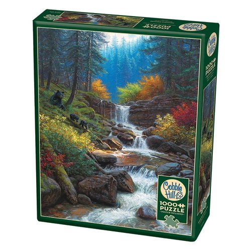 Cobble Hill 1000 Piece Puzzle - Mountain Cascade - Sample Poster Included
