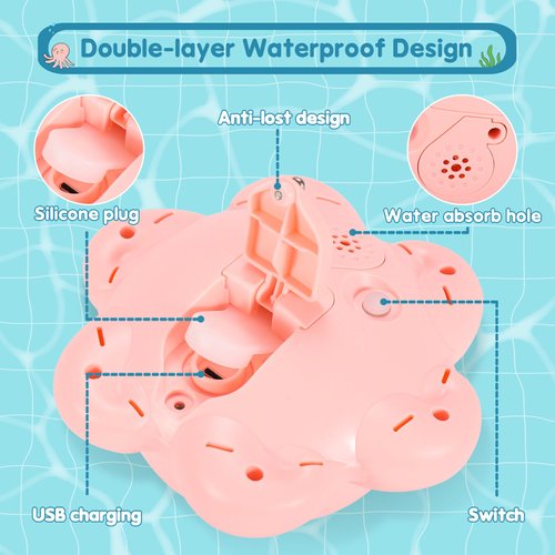 Gigilli Octopus Bath Toys, Christmas Stocking Suffers Bath Toys for Kids Ages 1-3, Baby Girl Light Up Bath Toy Sprinkler 6-12-18 Months, Toddlers Bath Fountain Toy Christmas Baby Birthday 1 2 3 Gifts