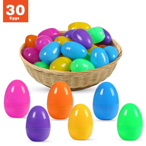 Biubumtu 30Pcs Fillable Easter Eggs, 2.36'' Plastic Bright Easter Eggs Bulk Assortment, Easter Eggs Empty, Perfect for Easter Egg Hunt/Surprise Egg