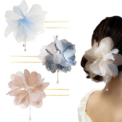 3 Pack Flower Hairpin Hair Chopsticks for Women Hair Stick Handmade Classic Hair Pins for Girls