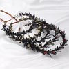 KorViSHOW Fairy Flower Crown Wedding Headband - Black Adjustable Floral Renaissance Wreath Accessories Elf Headpiece Boho Garland for Women Girls Renaissance Festival Photography Props