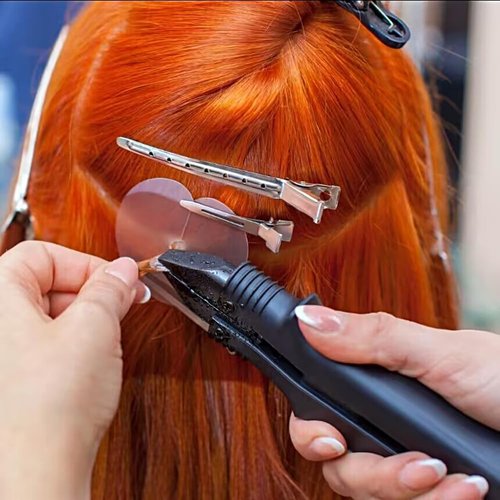 GlamorDove Hair Extension Tool Kit Fusion Kerain Hair Extensions Heat Connector Protection Heat Shield Tail Hair Comb Weft Extension Hair Salon Beauty Accessories US Plug