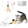 Liucria Interactive Cat Ball Toy, Motion Activate Rolling Ball Toys for Indoor Cats With Feather Toy LED Light Smart Sounds, Type C Rechargeable Stimulate Hunting Instinct Kitten Chaser Pet Toy (Gray)