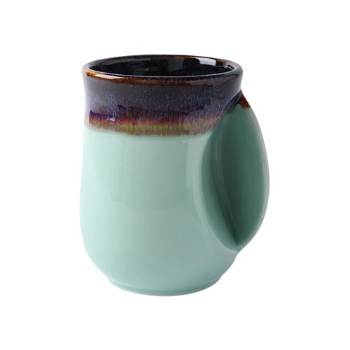 Selamica Porcelain 18oz Novelty Right-handed Handwarmer Mug, Coffee Mug, Tea Mug, gift for family friends and couple - Mint