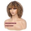 LYOLKSER wigs human hair 200 density short curly human hair wig with bangs 100% human hair no lace human hair wigs for women 12 inch highlight P4/27,for mom,for birthday,for travel.